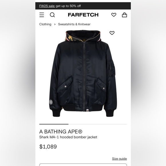 Leather Jacket Bape Ma1 A Bathing Ape Black Hooded Bomber Jacket